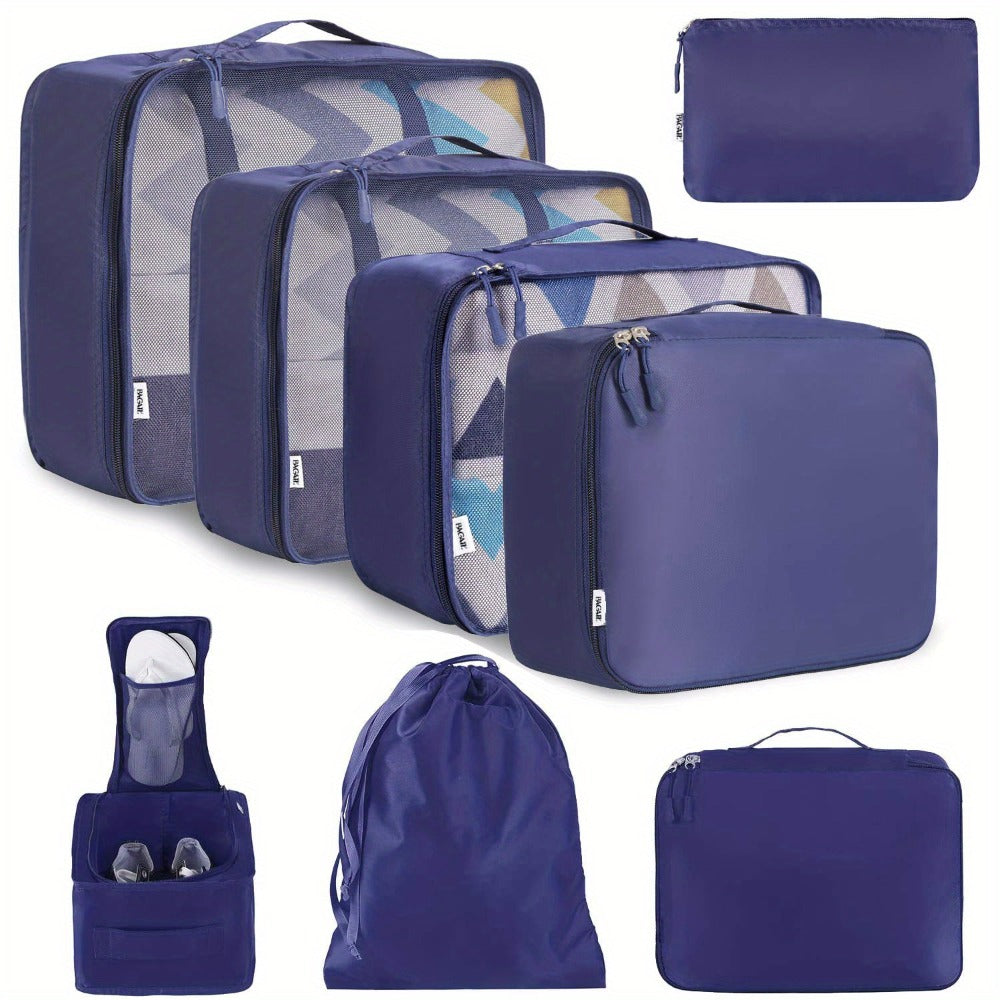 Packing Cubes for Suitcases 8PCS Set Travel Luggage Organizers Compression Bags Clothing Underwear Shoe Bag for Men Women