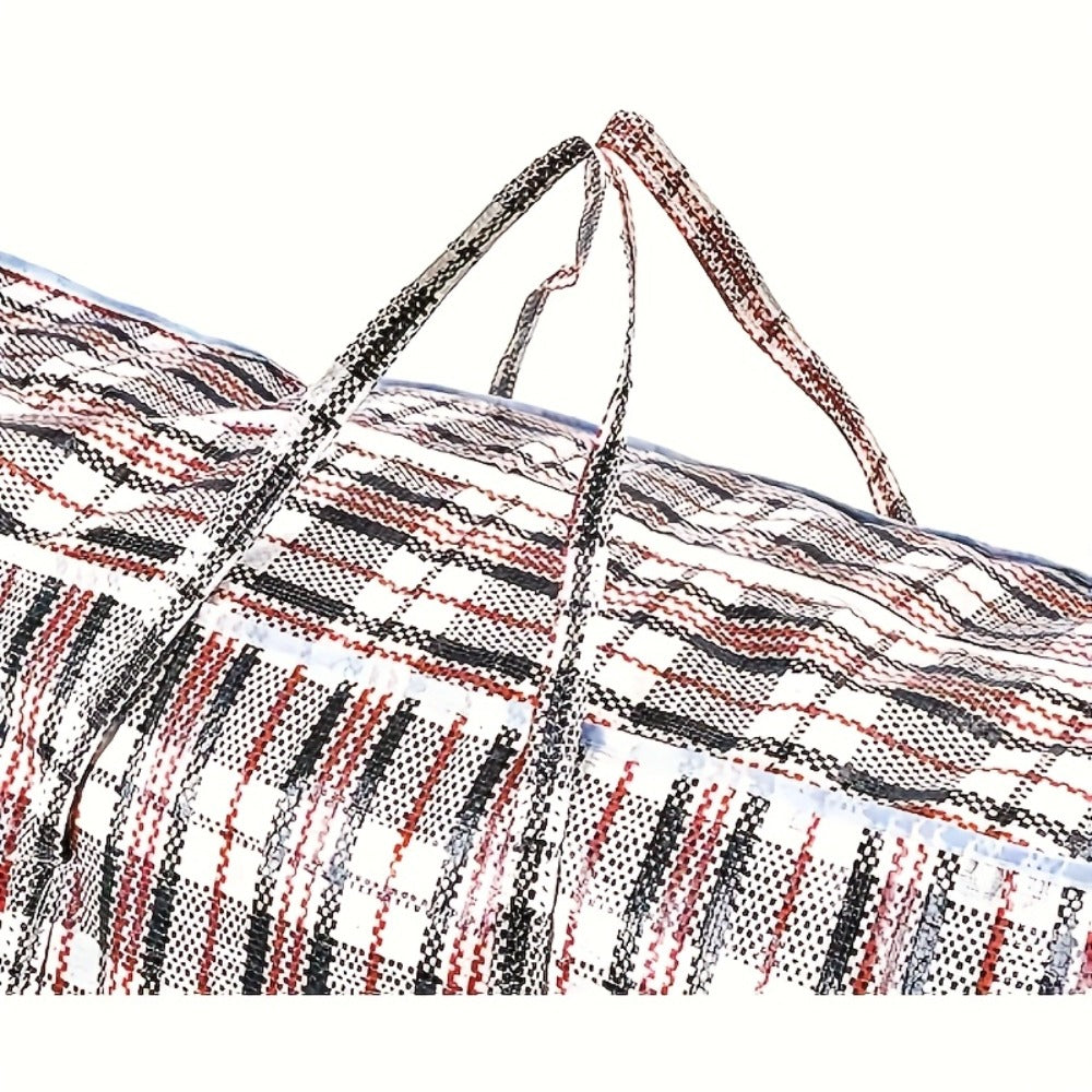 Large Moving Storage Bags 3 Pack Heavy Duty Reusable Zipper Organizer Bags for Clothes Bedding Blankets, High Capacity Checkered Fabric Bags for Home Moving Closet Organization Holiday Decor Storage