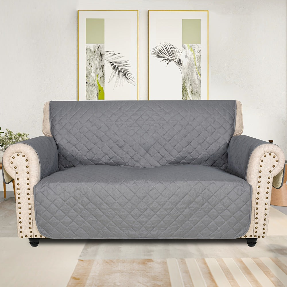 Sofa Slipcover 5-Layer Quilted Thick Sofa Cover Protector Elastic Strap Non-Slip Washable Pet Friendly Universal Fit 3 4 Seater Couch Cover for Living Room - 10 Colors