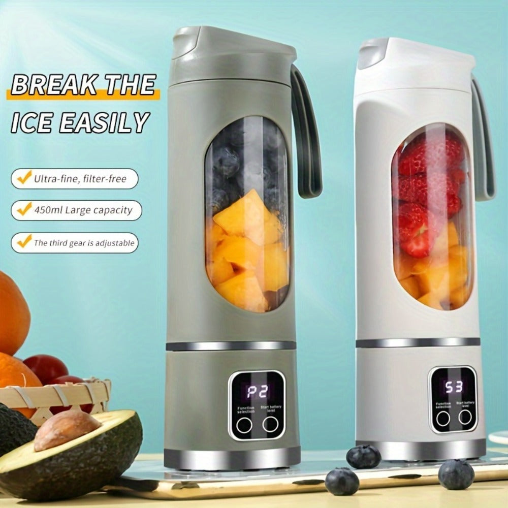 Portable Juicer USB Rechargeable with LED Display - Handheld Personal Blender for Smoothies, Juice & Ice Crush, Li-Ion Battery Powered Mini Juicer Cup for Home, Gym, Travel & Outdoor, Multiple Styles