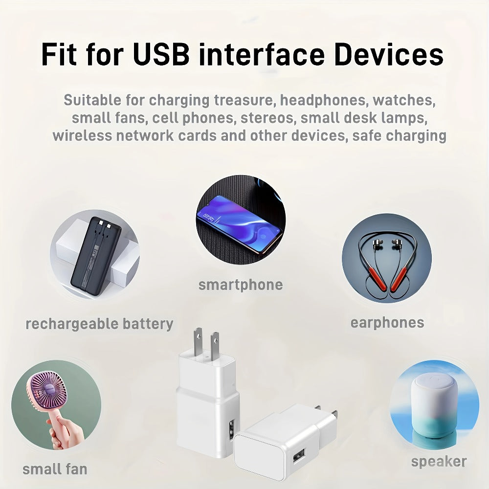 USB Wall Charger Compatible with Samsung Galaxy S25 S24 S23 S22 S21 S20 S10 S9 S8 S7 Note 10 - Adaptive 5V 2A Fast Charging, Bulk Pack 5pcs & 6pcs with Cables, White & Black Options