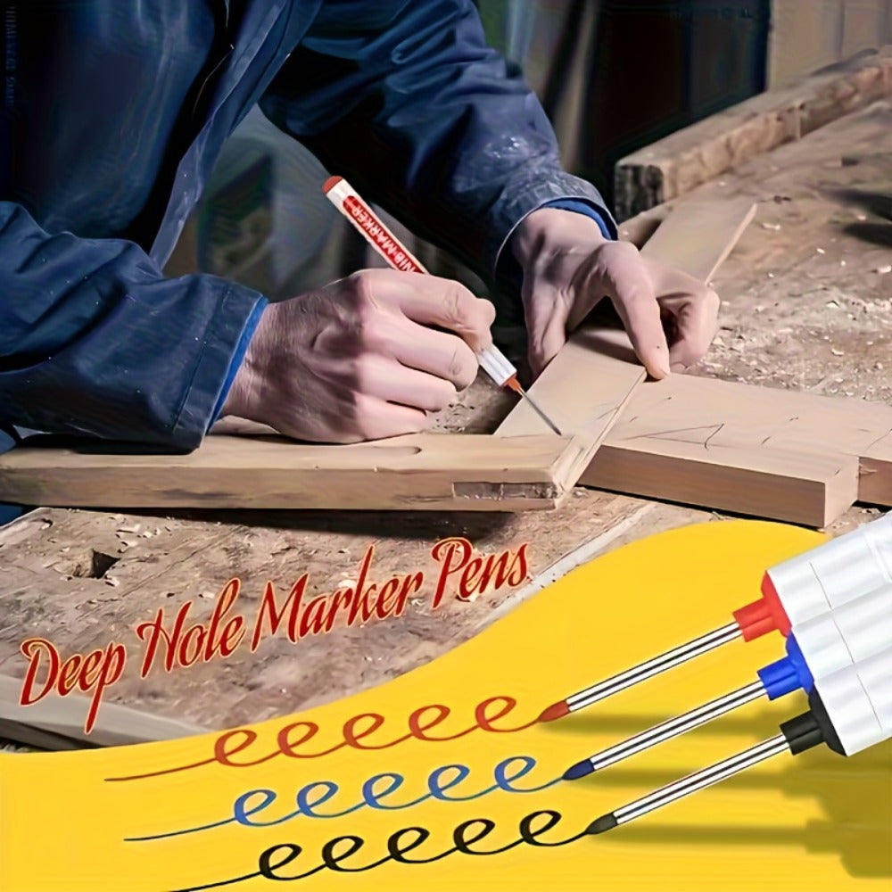 Deep Hole Marking Pens 29 Pack ¨C Long Point Oil-Based Woodworking Markers, Multi-Color Red Blue Black Pencils for Wood, Ceramic, Tile & Bathroom Installation, Carpenter Marking Tool Set