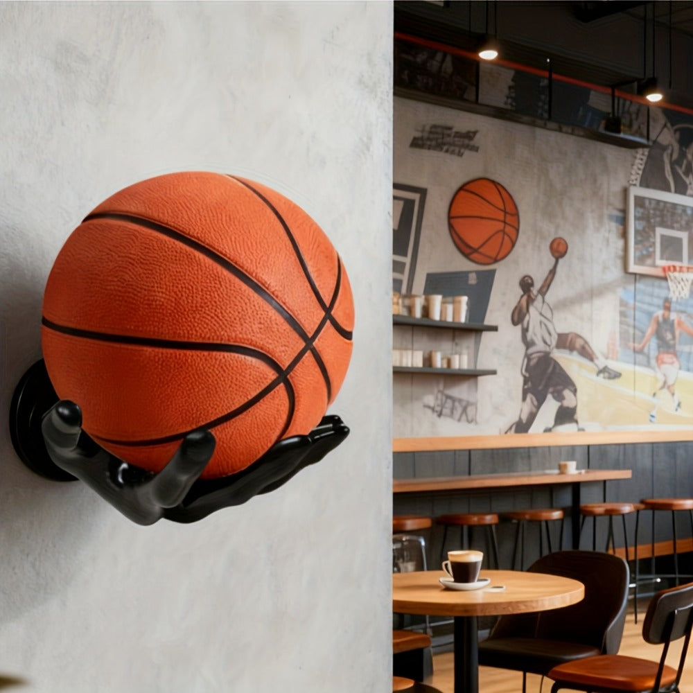 Wall Mounted Hand Shape Sports Ball Display Shelf - Decorative Storage Organizer for Basketball Football Volleyball Rugby Baseball Collection