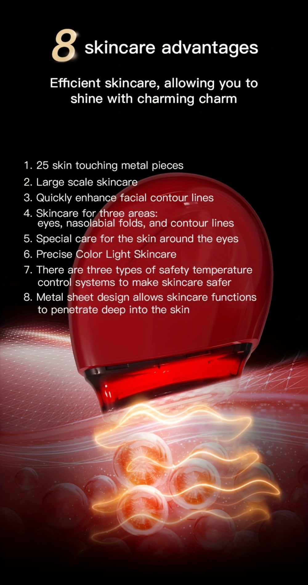 Handheld Beauty Device 3-in-1 Skincare Modes - USB Rechargeable Facial Care Tool with Color Light Therapy, Ergonomic Design, Multifunctional Face Massager for Home Skin Rejuvenation Anti-Aging