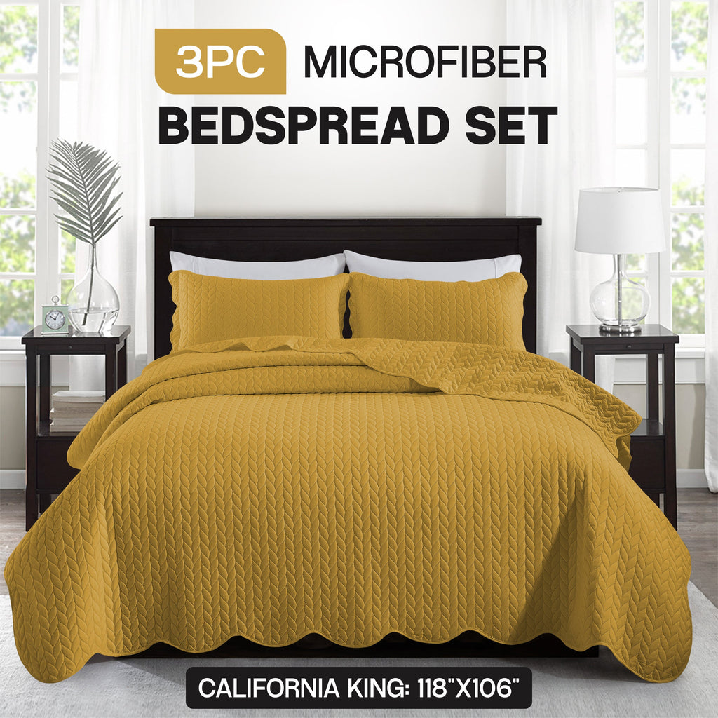 Bedspread Set 3-Piece Microfiber Floral Coverlet with Pillow Shams - Soft Breathable Lightweight All-Season Bed Cover for Queen King Twin California King
