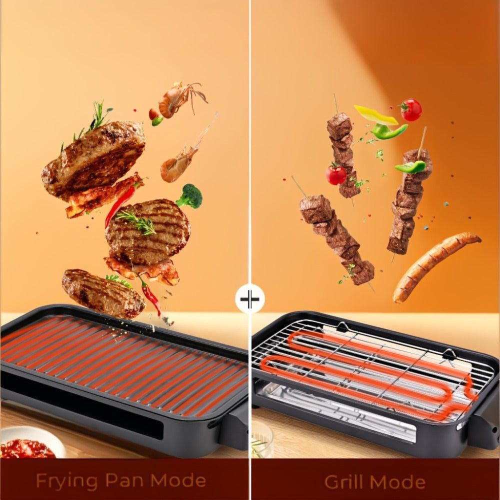 Indoor Electric Smokeless Grill 1500W ¨C Raclette Table Grill with 3 Mini Pans, 16x9¡± Non-Stick Detachable Plate, Dishwasher Safe, Portable for Home Kitchen