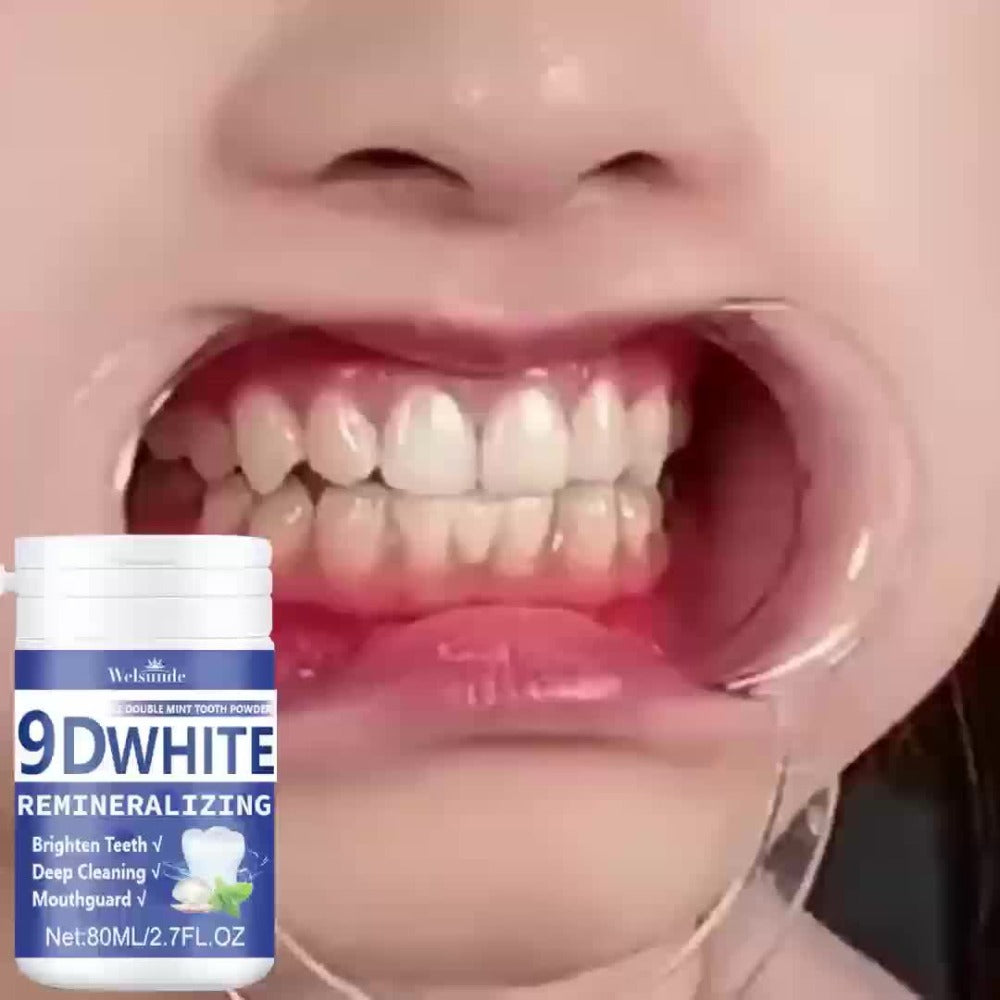 Teeth Whitening Tooth Powder 3-Pack ¨C 9D White Deep Cleaning Dental Powder with Fresh Mint Flavor, 80ml Each, Removes Stains, Freshens Breath, Travel-Friendly Daily Dentifrice for Women and Men