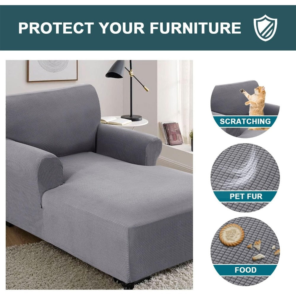 Chaise Lounge Cover Stretch Slipcover Jacquard Fabric Chair Sofa Protector for Living Room Bedroom Machine Washable Multi-Color