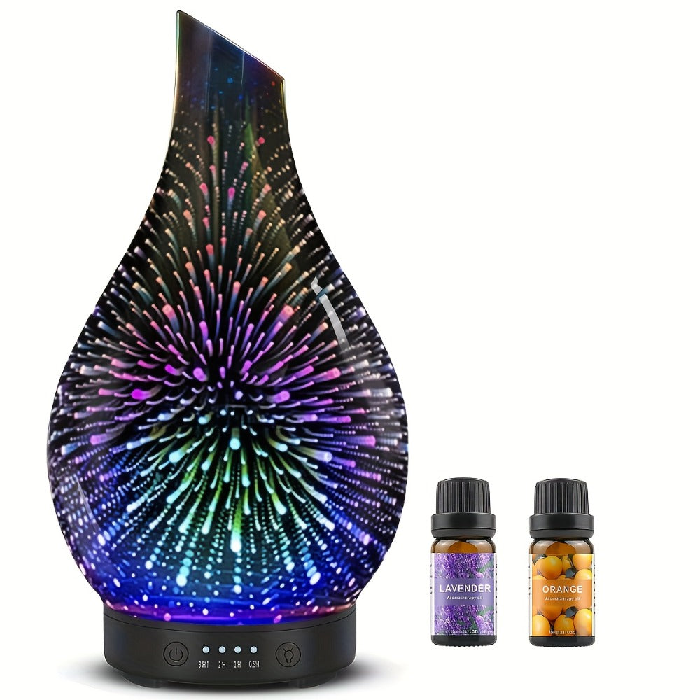 Essential Oil Diffuser Glass Ultrasonic Cool Mist Aromatherapy Diffuser ¨C 4.06 oz Quiet Waterless Auto Shut-Off, 4 Timer Settings, 7 Color Night Light, Home Office Bedroom Use (Silver)