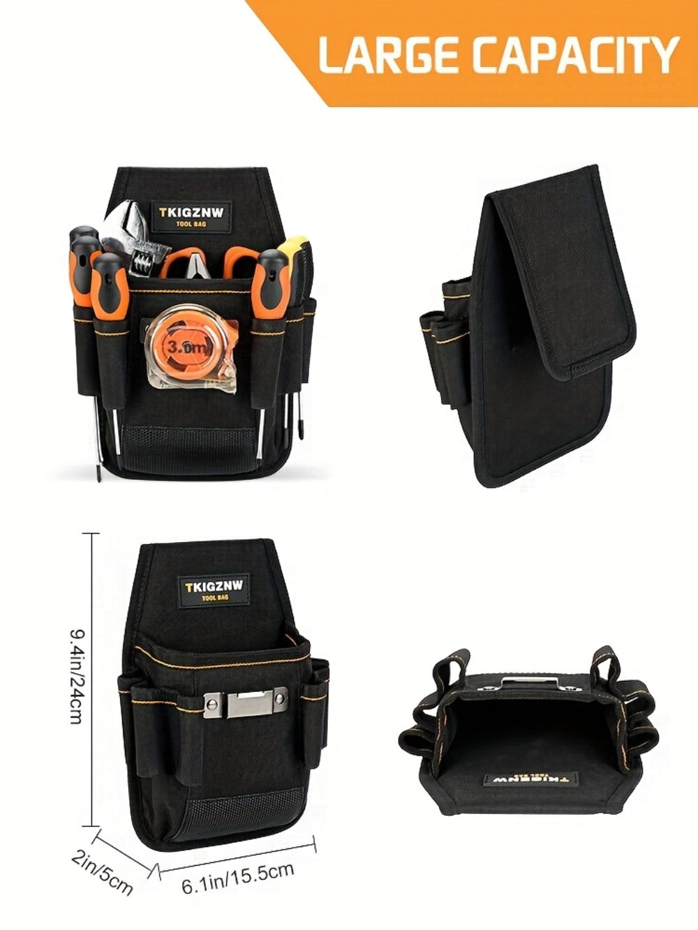 Tool Bag Heavy Duty 7-Pocket PVC Organizer for Mechanics & Electricians ¨C Multi-Pocket Hand Tool Storage Bag, Portable Jobsite Toolbag for Plumbers, Contractors & DIY