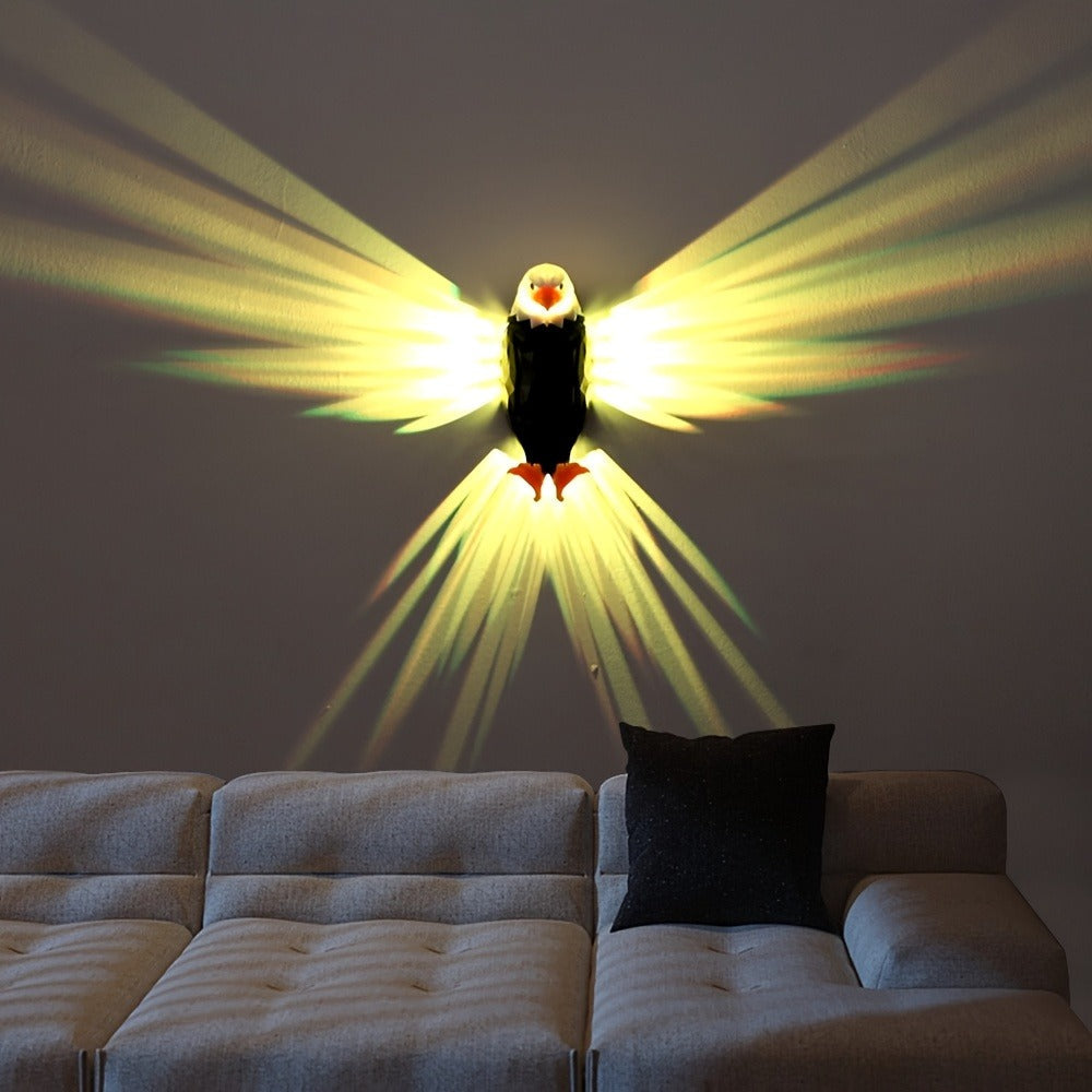 Eagle LED Wall Lamp ¨C Colorful Ambient Night Light with Motion Sensor, Rechargeable Battery, Remote Control & Magnetic Wall Mount for Bedroom Living Room Corridor Hallway Decor (Black)