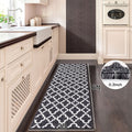 Runner Rug Moroccan Trellis Non-Slip ¨C Machine Washable Hallway Carpet for Entryway, Kitchen & Bathroom ¨C 100% Polypropylene Long Floor Rug, Black & Gray, 2x6, 2x8, 2x10 Ft