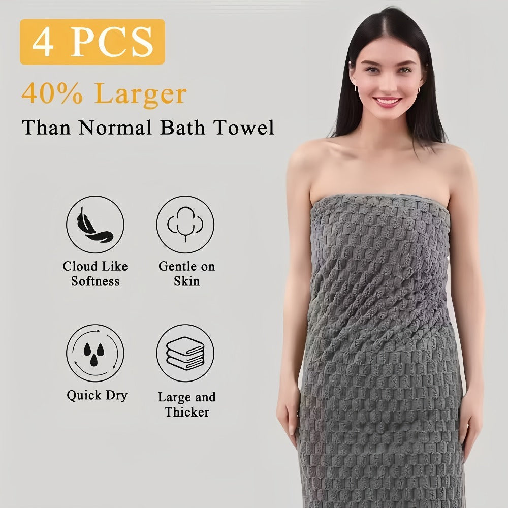 Microfiber Bath Towel Set Ultra-Soft Quick-Dry Skin-Friendly 4-Piece & 8-Piece Sets with Hair Drying Cap Multi-Color Options Luxury Spa Quality for Home Family Gifting