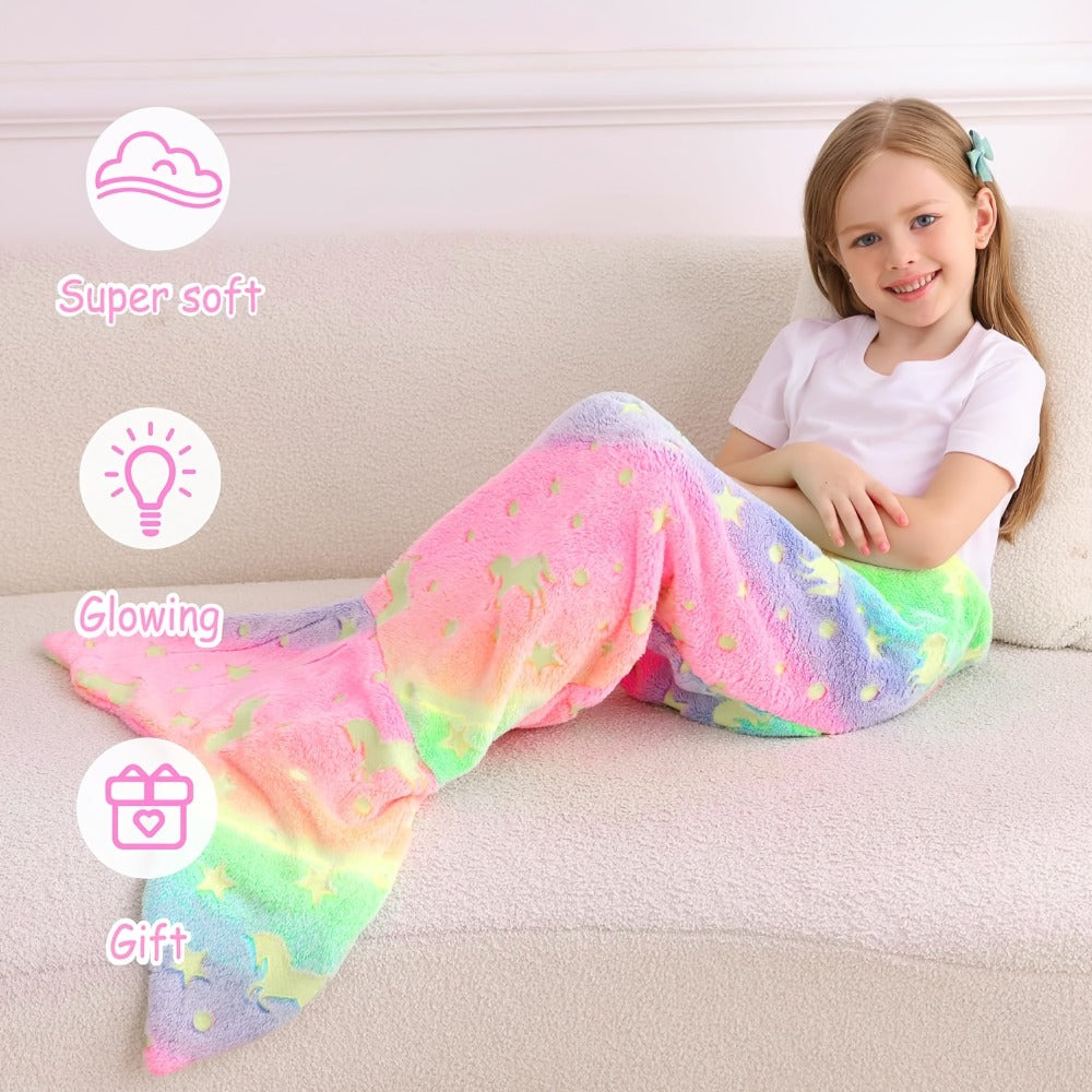 Mermaid Tail Sleeping Bag Blanket for Kids & Adults - Soft Flannel 200GSM Anti-Kick Cozy Bed Cover, Fun Novelty Bedding for Girls Boys Sleepovers Camping, 5 Colors: Green Red Blue Purple Yellow