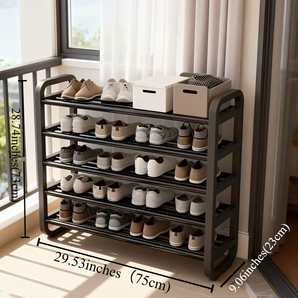5 Layer Shoe Rack Space Saving Narrow Design | Floor to Ceiling Shoe Storage Organizer | Durable Entryway Closet Living Room Door Shoe Shelf in White