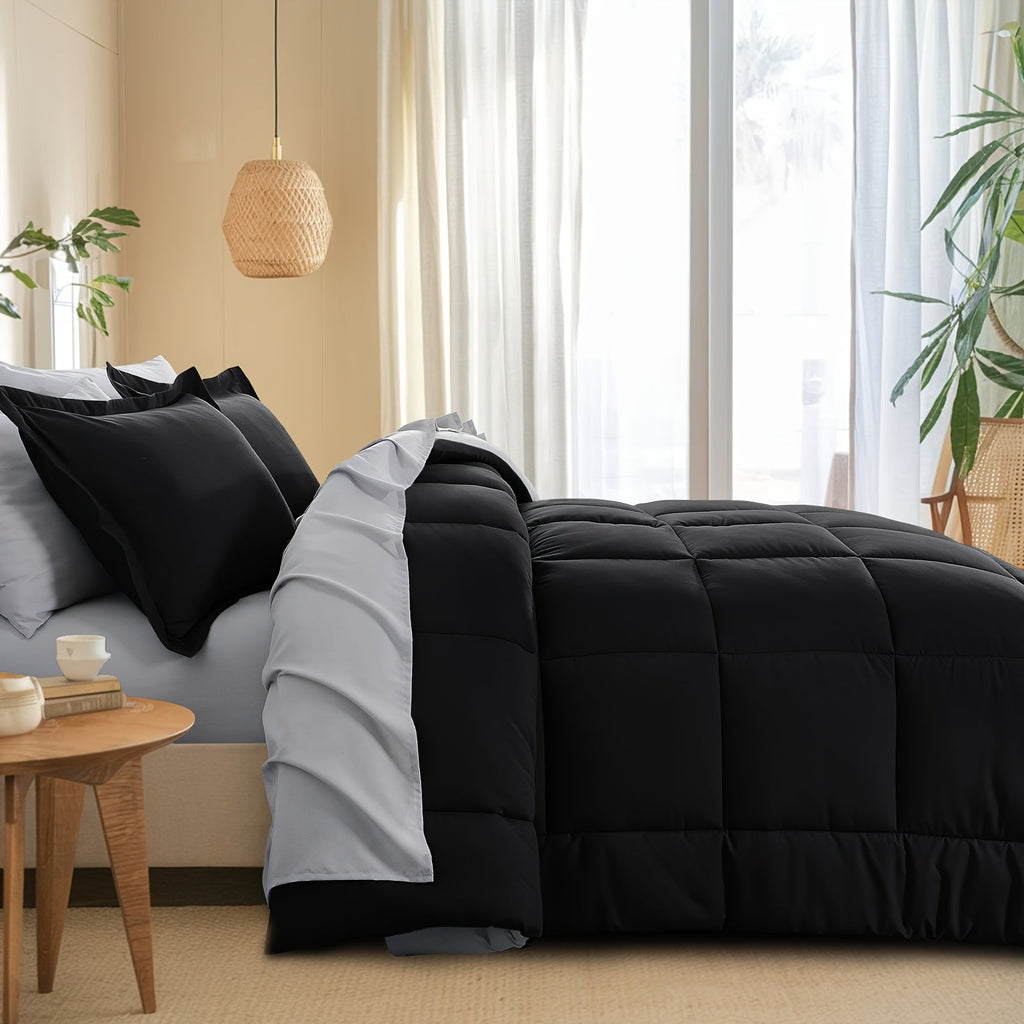 7 Piece Comforter Set Luxury Soft Fluffy Bedding All Season Bed in a Bag with Comforter Fitted Sheet Flat Sheet Pillowcases Hypoallergenic Breathable Easy Care Queen King Twin XL Full