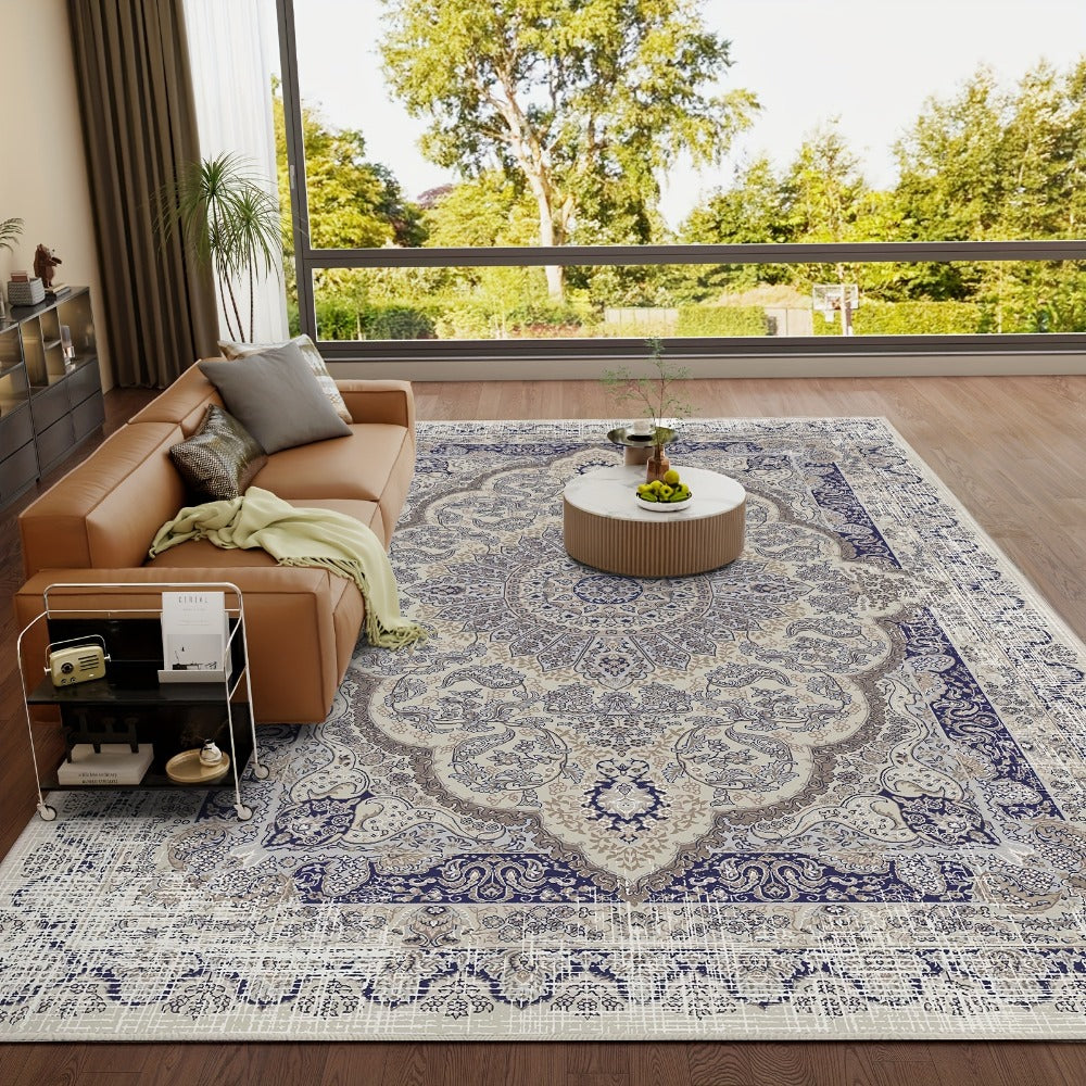 Area Rug Boho Vintage Washable Non-Slip Rug for Living Room Bedroom Traditional Woven Carpet Home Decor
