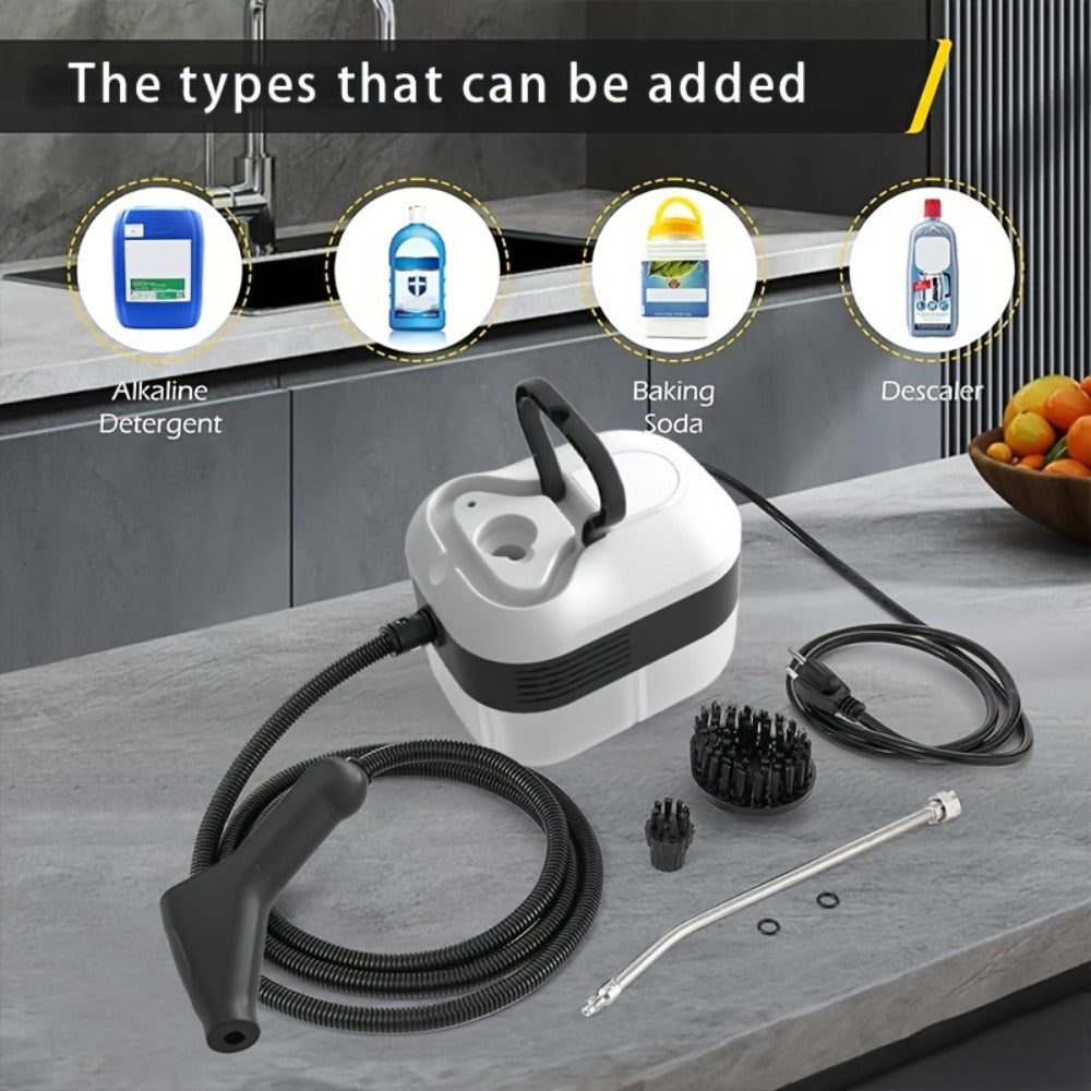 High Temperature Pressurized Steam Cleaner Handheld Portable Steam Cleaning Machine Set with Brush Heads & Glass Scraper - Multi-Surface for Kitchen, Bathroom, Furniture, Car & Tile Grout, Multiple Colors