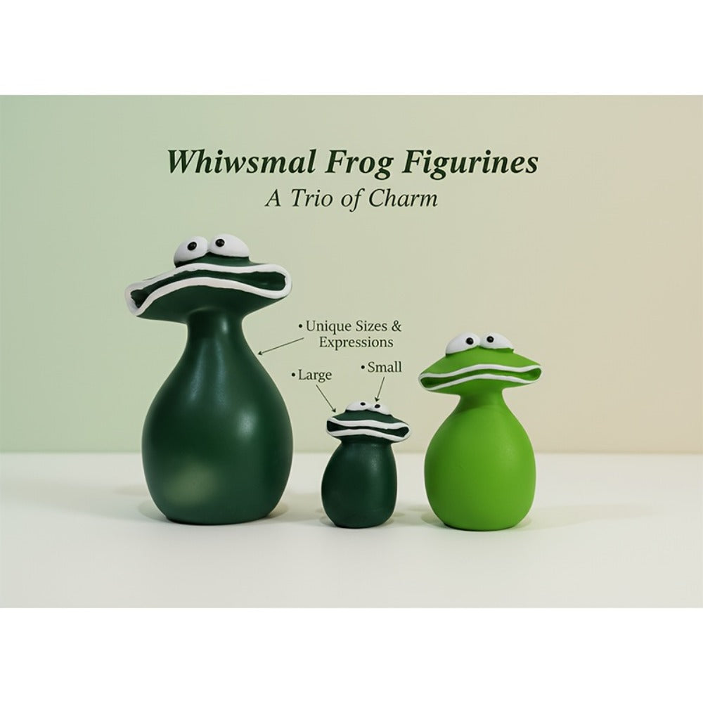 Resin Big Mouth Frog Figurines Set of 3 ¨C Cute Garden Courtyard Ornaments, Funny Parody Decor