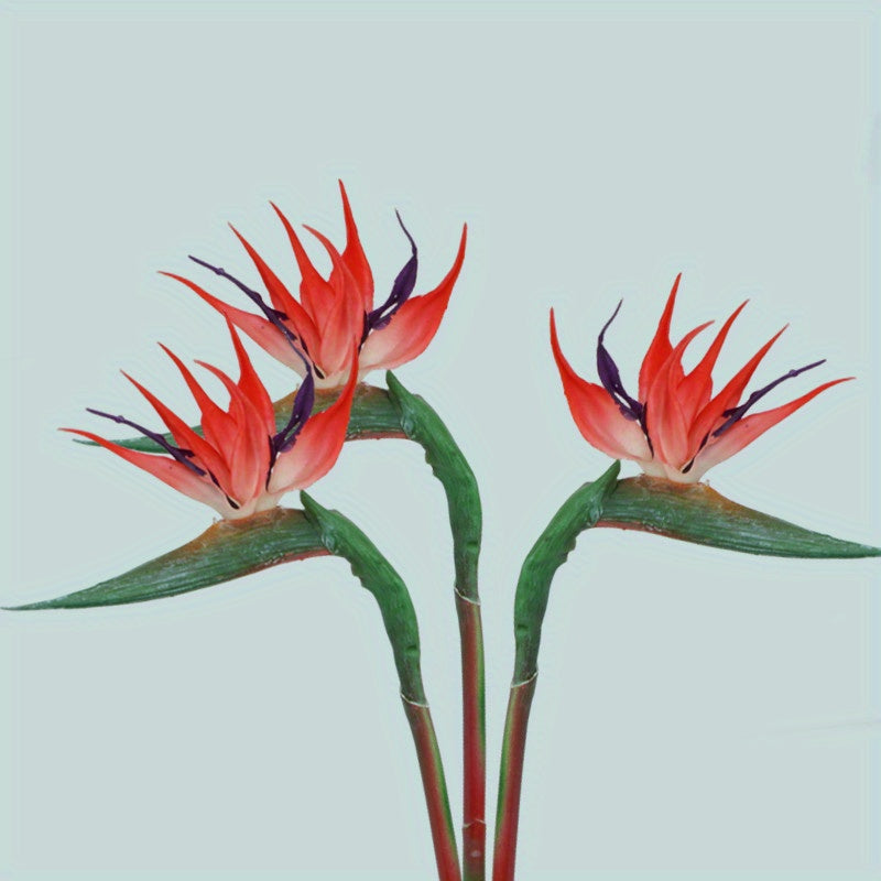 Artificial Bird of Paradise Flowers ¨C 3pcs Realistic Rubber Strelitzia with 24.5¡± Long Stems for Home Decor, Vase Arrangements, DIY Bouquets, Party & Fall Decor (4 Colors)