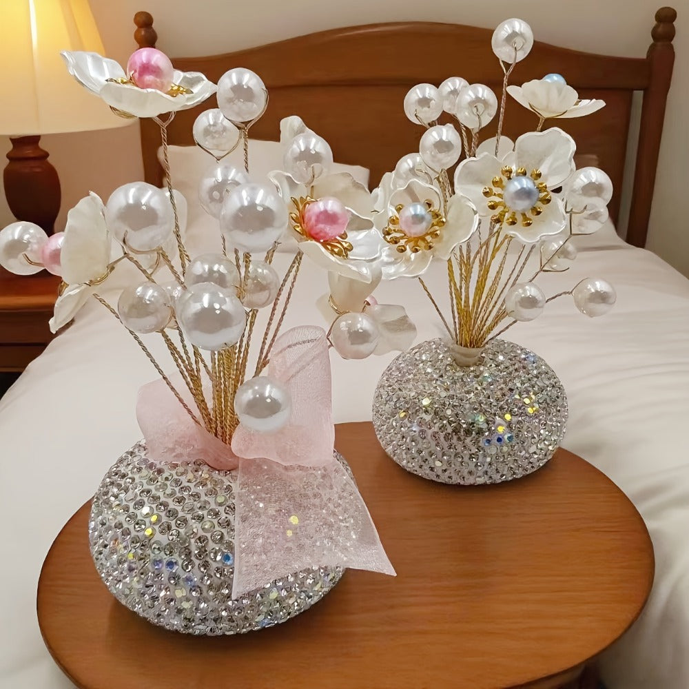 Crystal Flower Car Decoration Handmade DIY Simulation Crystal Flowers for Car Center Console Dashboard Home Decor Holiday Party Birthday Gift Mother's Day Valentine's Day