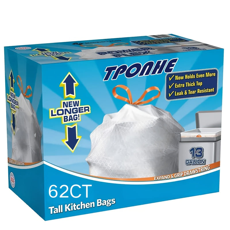 13 Gallon White Roll Garbage Bags Leak Proof Large Capacity Kitchen Trash Bags for Kitchen Living Room Bathroom Waste Bin 26 Count 62 Count 104 Count