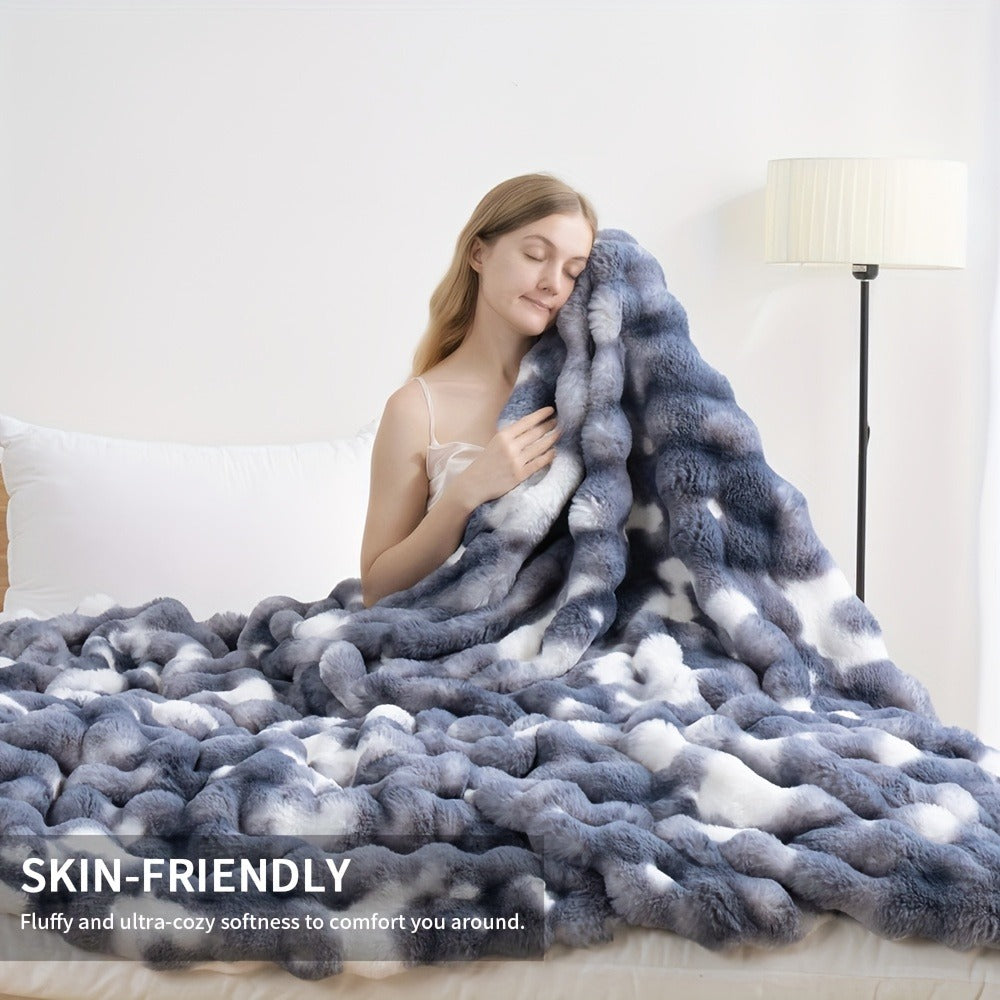 Faux Rabbit Fur Fluffy Blanket ¨C Thick Warm Soft Plush Throw for Bed & Living Room, Luxury Furry Blanket, 8 Colors, 4 Sizes