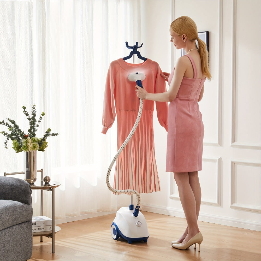 Garment Steamer Hanging Iron Machine 1500W, Vertical Steam Iron with 1.8L Large Water Tank, 60 Min Continuous Steam, 45s Fast Heat-Up, Roll Wheels, Adjustable Handheld Steamer for Clothes Home Commercial