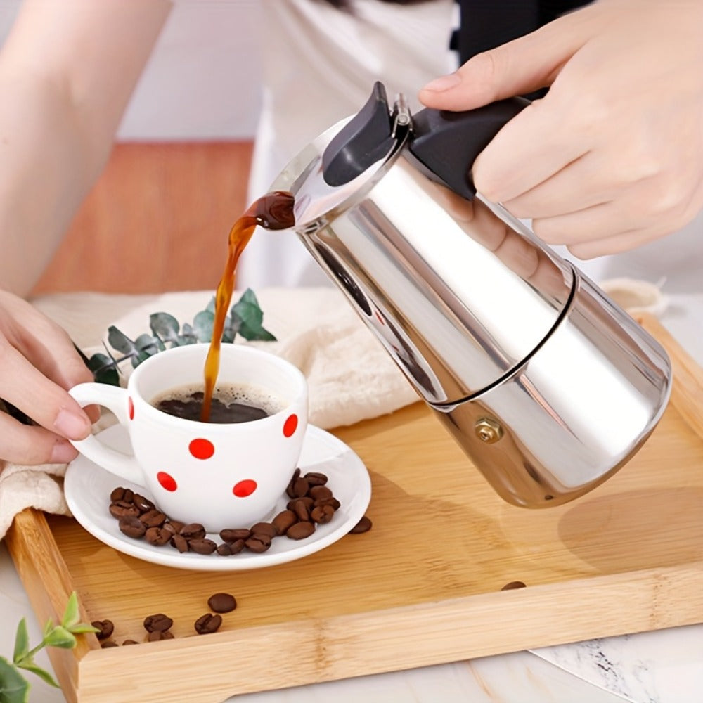 Stainless Steel Moka Pot Italian Espresso Maker ¨C 2/4/6/9 Cup Stovetop Coffee Maker, Straight Style Moka Express for Home, Camping & Outdoor Use, Includes Cleaning Cloth ¨C Professional Espresso Brewer