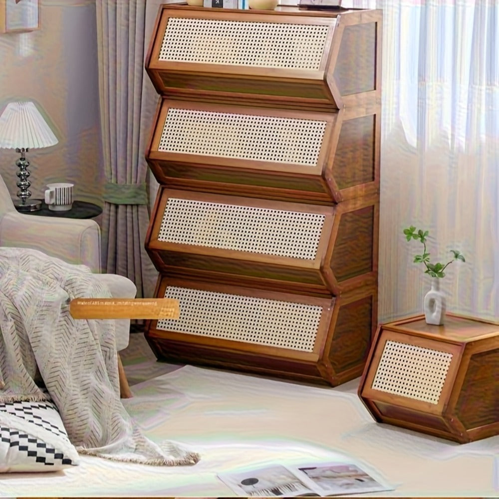 Bamboo Shoe Rack with Flip Drawer Freestanding Narrow Entryway Shoe Organizer 2 Sizes Stackable Storage for Living Room Bedroom