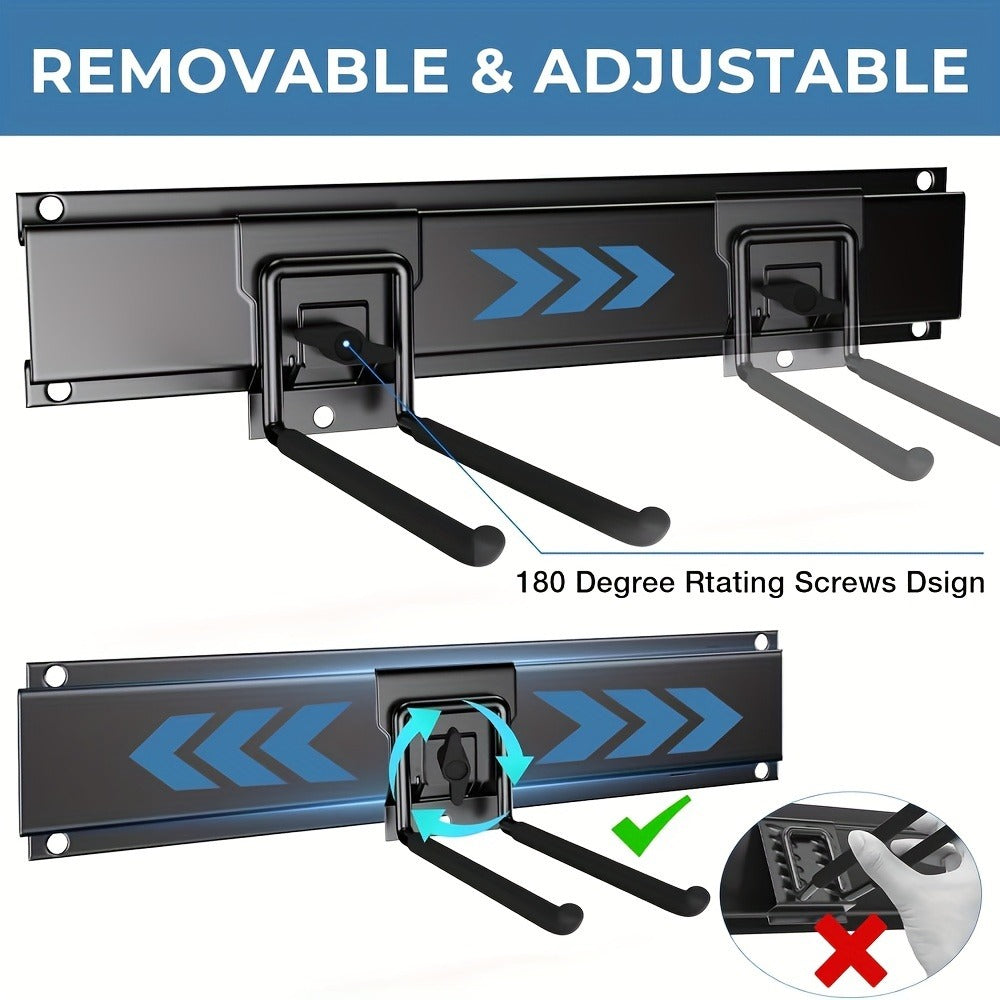 Garage Tool Organizer Wall Mount 48¡± ¨C Heavy Duty Pegboard with Adjustable Swivel Hooks, 1 Double Hook & 5 Straight Hooks, Holds 420lbs, Broom Holder for Yard Tools, Shovels, Hoses & Garden Equipment