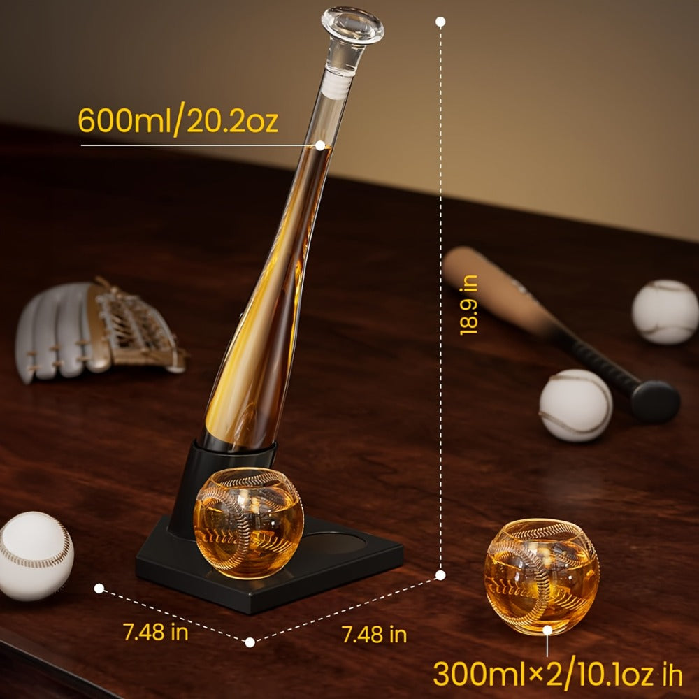 Baseball Bat Whiskey Decanter Set with 2 Glasses ¨C 20oz Liquor Decanter Gift Set for Men, Dad, Boyfriend, Coach