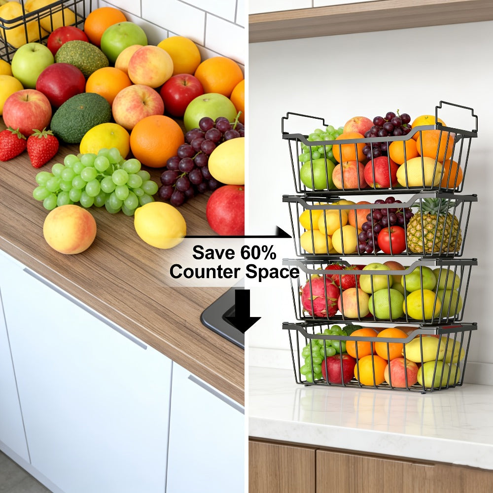 Freezer Organizer Bins Stackable with Foldable Handle - Chest Freezer Storage Baskets Rack, Space Saving Refrigerator Organizer Bins, 4 or 8 Pack