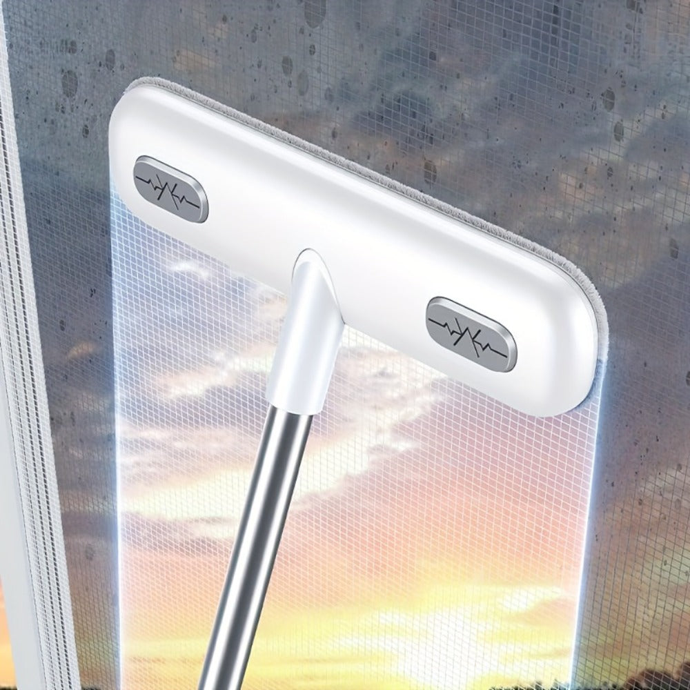 Window Cleaning Brush with Telescopic Handle and Holder - Magic Multi-Surface Door & Window Cleaner Tool, Pet Hair Remover, Household Cleaning Supplies for Home, Car, Glass, Screen & Blinds