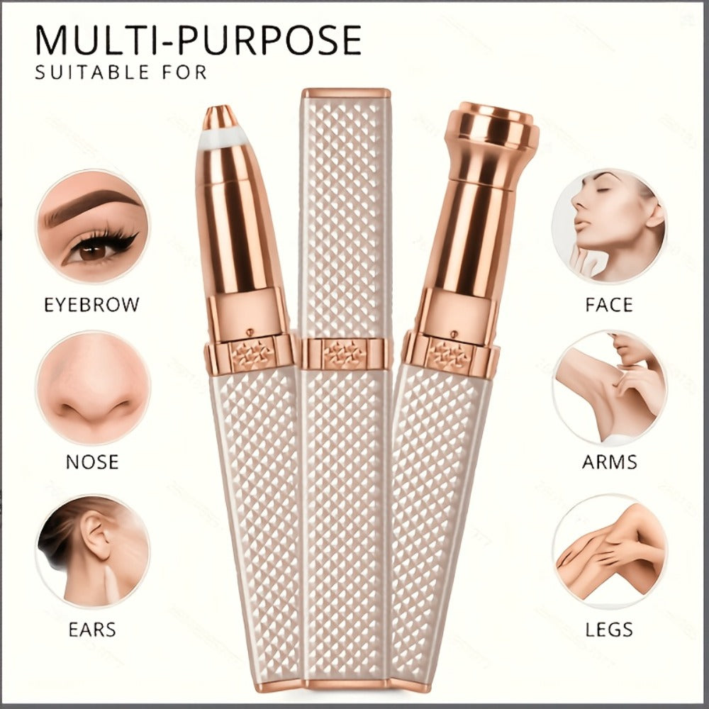 Women's Electric Shaver 2-in-1 Hair Removal Device - USB Rechargeable Wet Dry Body Shaver for Eyebrows Bikini Nose Face, Portable Travel-Ready Rose Gold Ladies Razor Gift
