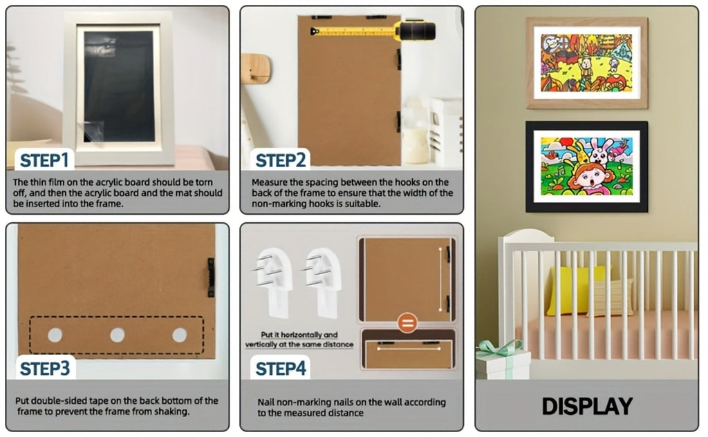 Kids Art Frame Changeable Front-Opening Display ¨C Children Artwork Picture Frame for 8.5x11 & 10x12.5 Drawings, Paintings & School Projects, Perfect Christmas & Holiday Gift, White / Wood / Black, 2/4/8 Pack