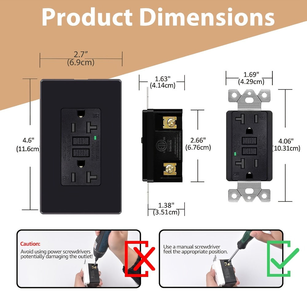 GFCI Outlet 20 Amp Tamper Resistant WR Weather Resistant with Wall Plate ETL Listed LED Indicator Test Reset Button Ground Fault Circuit Interrupter for Bathroom Kitchen Garage 2 4 6 10 20 Pack Black White