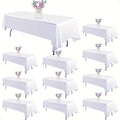 10-Pack White Rectangular Tablecloths 60x102 Inch - Washable Banquet Table Covers for Weddings, Parties & Events