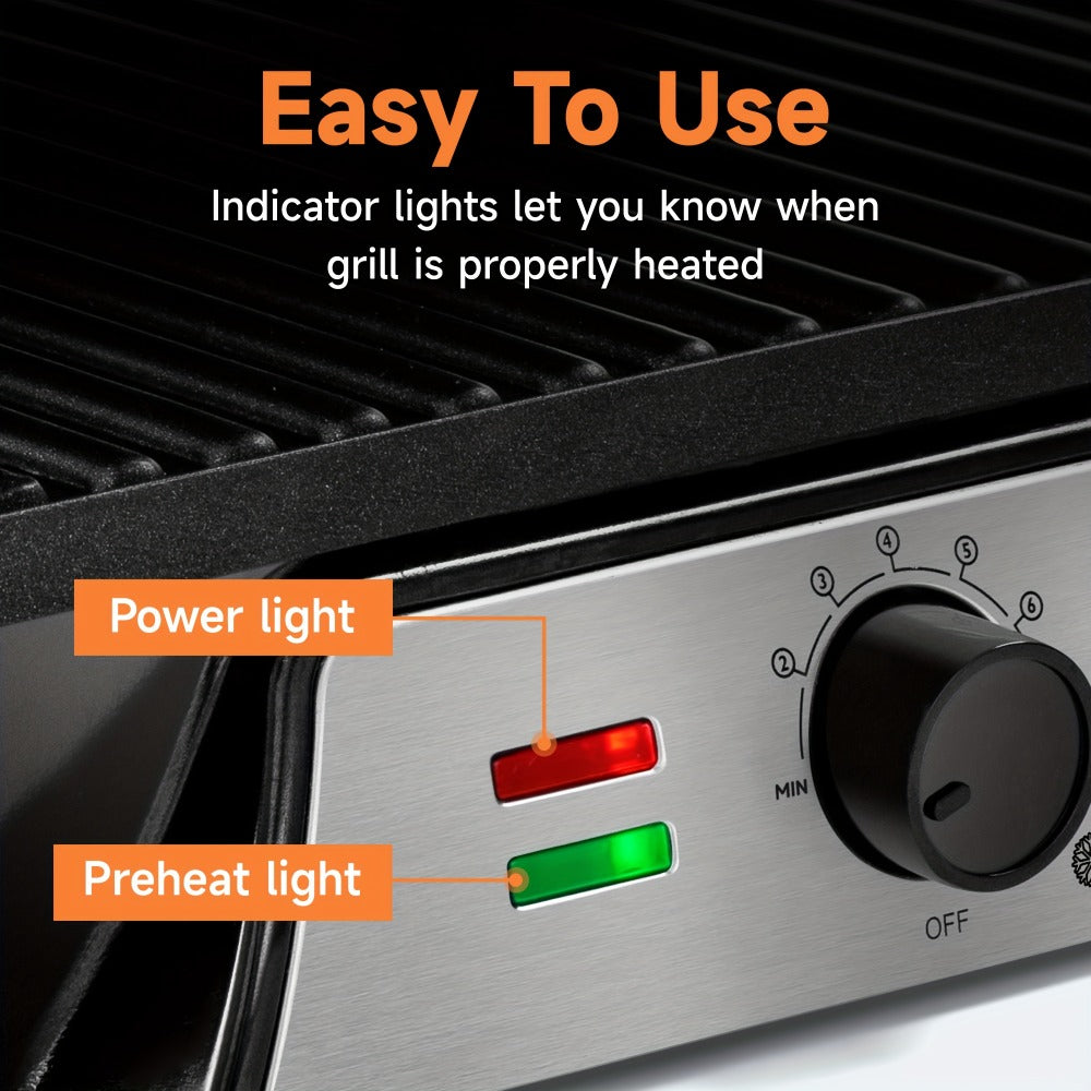 Panini Press Grill 3-in-1 Electric Indoor Grill with Non-Stick Plates - 180¡ã Flat Grill Sandwich Maker with Floating Hinge Grease Tray Temperature Control, Compact Countertop Grill for Home Dorm Office