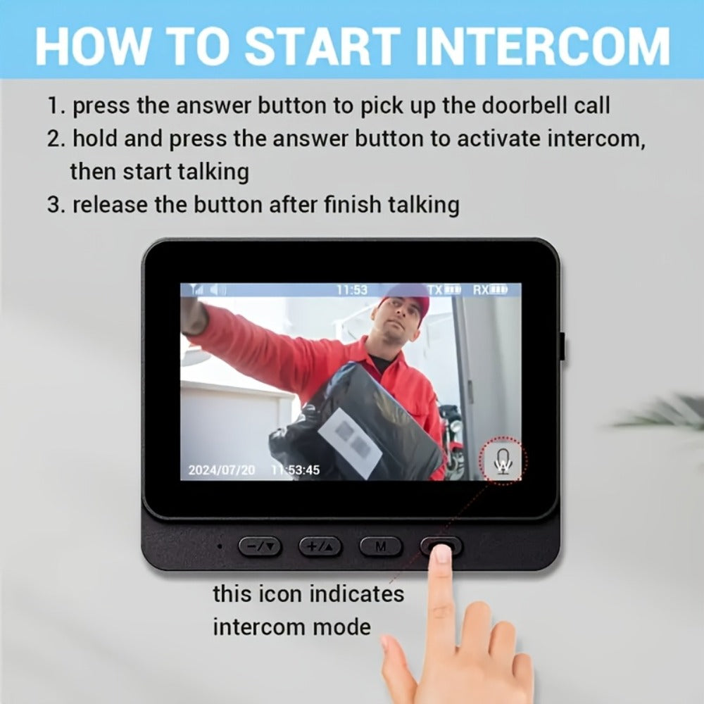 Smart Video Doorbell Wireless Touchscreen Display | Motion Detection 2-Way Audio Local Storage No Subscription | Easy No-Wire Install Home Security Doorbell Camera System