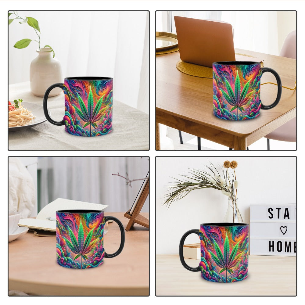 Psychedelic Print Ceramic Mug 11oz ¨C Unique Artistic Coffee Mug for Living Room Office & Cafe | Cool Gift for Friends | Novelty Tea Cup with Bold Colorful Design