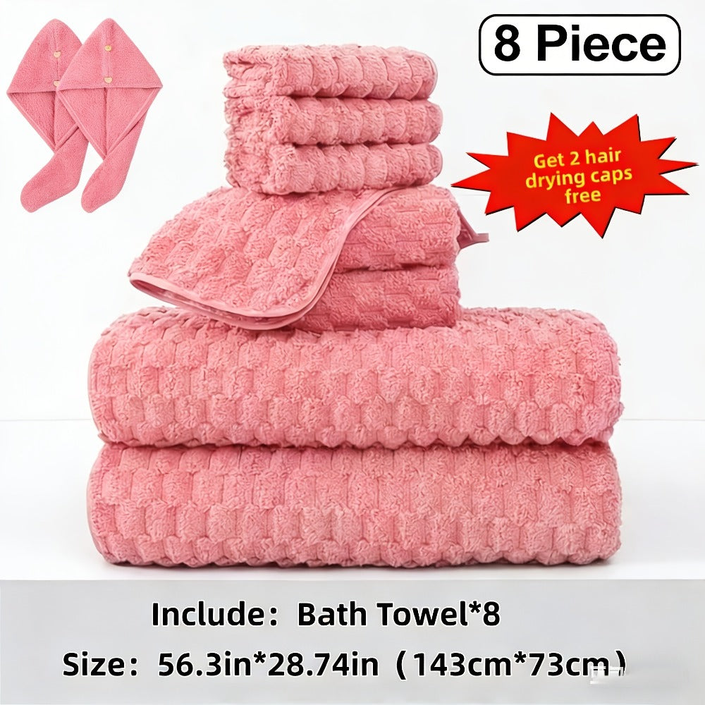 Microfiber Bath Towel Set Ultra-Soft Quick-Dry Skin-Friendly 4-Piece & 8-Piece Sets with Hair Drying Cap Multi-Color Options Luxury Spa Quality for Home Family Gifting