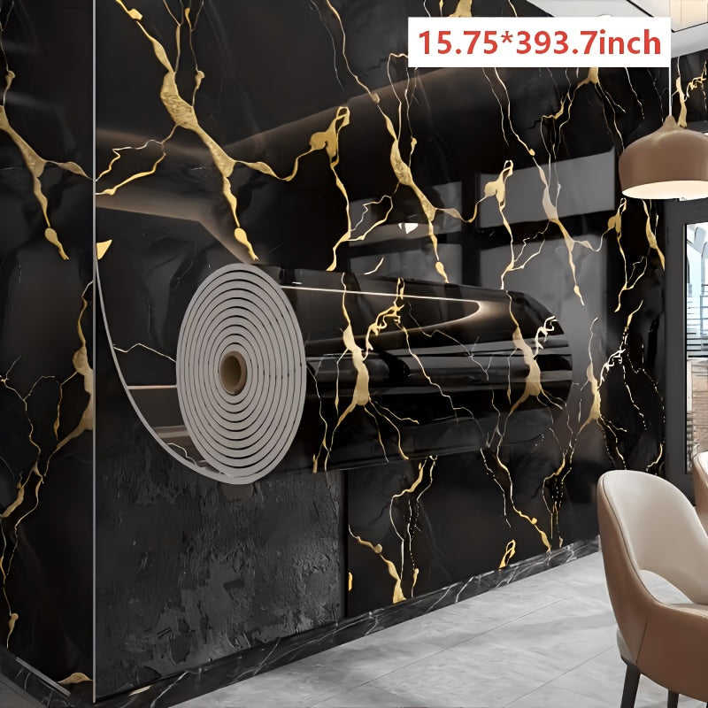 3D Marble Peel and Stick Wall Tile Stickers Self Adhesive Removable Wallpaper Roll for Kitchen Backsplash Bathroom Living Room Bedroom Wall Decor Glitter Glam Glossy Finish