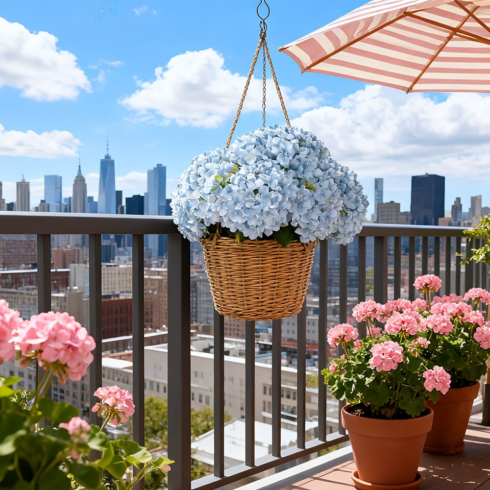 Artificial Hydrangea Flowers 20pcs 16 Inch | Silk Fake Hydrangea Stems for Wedding Home Bedroom Kitchen Decor | Birthday Christmas Exhibition Display in Blue White