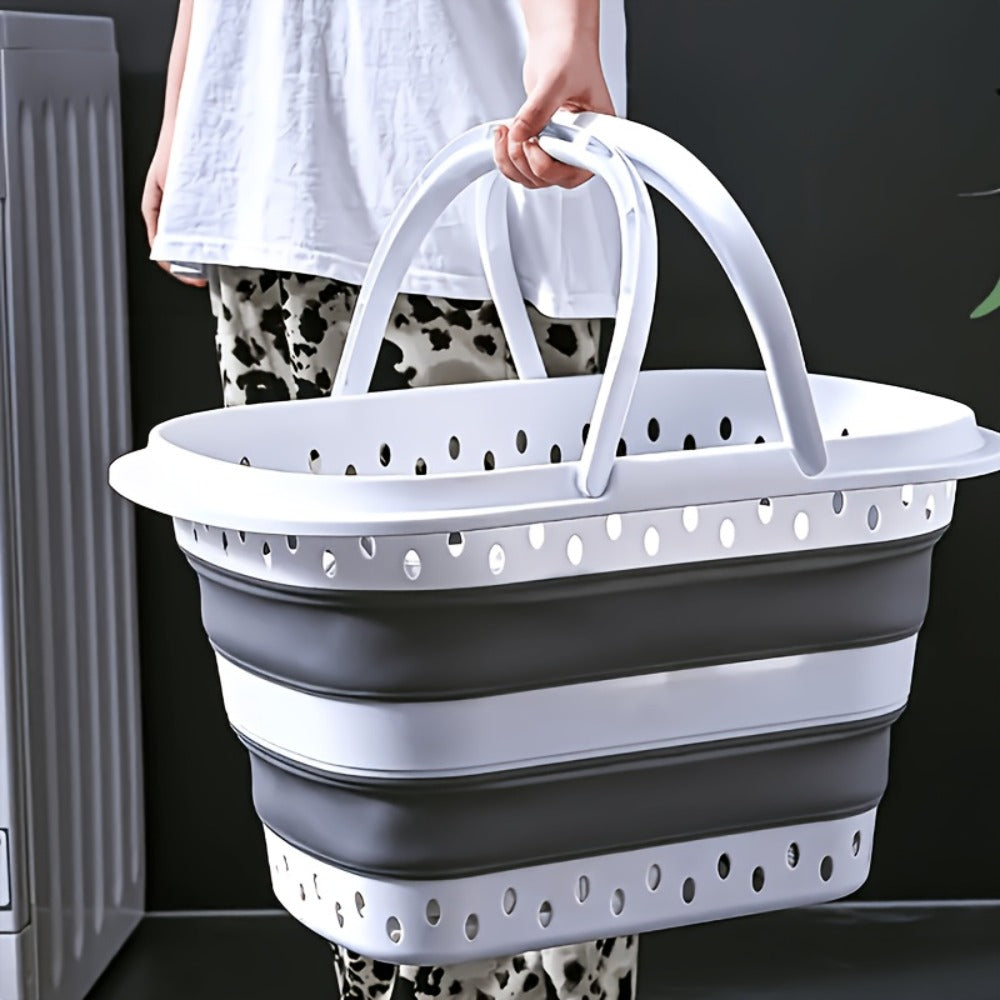 Collapsible Laundry Basket 16 Gallon with Handles ¨C Foldable Plastic Laundry Hamper, Space-Saving Portable Dirty Clothes Basket for Bathroom, Bedroom & Laundry Room