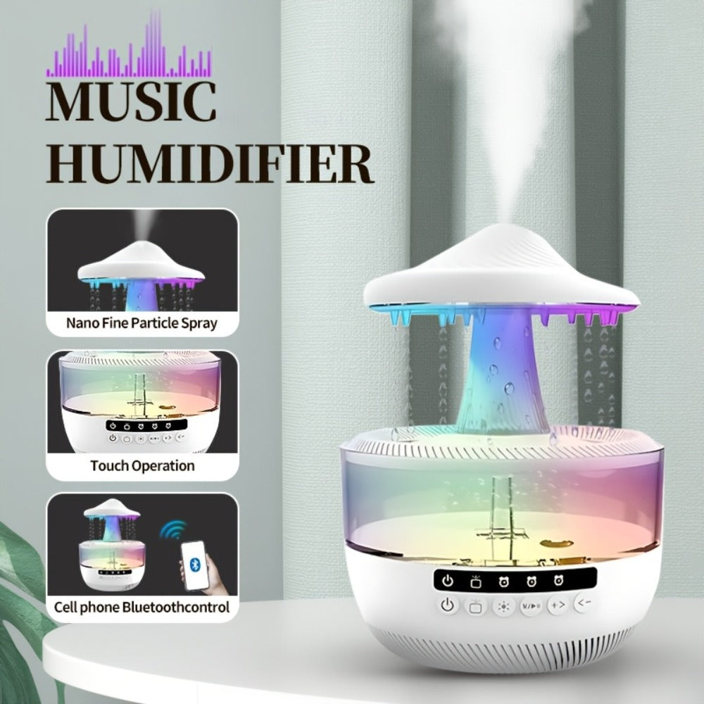 Aromatherapy Diffuser Humidifier Upgraded Colorful Raindrop Music Design 7-Color LED Night Light Large Capacity Quiet Operation for Bedroom Office Valentine Gift