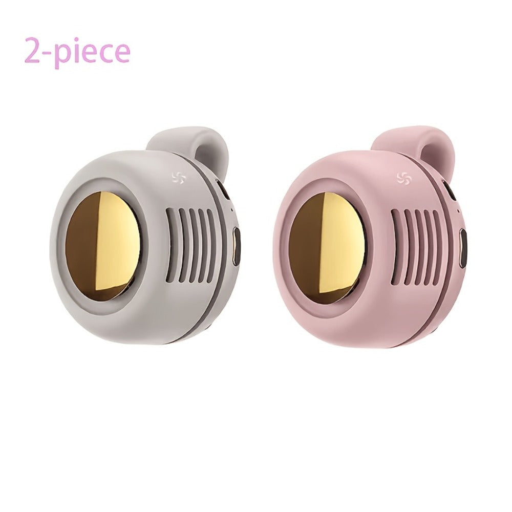 Clip-On Bladeless Neck Fan 360¡ã Surround Wind | Rechargeable Hands-Free Mini Fan for Shirt & Waist, Portable Personal Cooling for Outdoor, Travel & Sports ¨C Digital Display Option, Pink, Green & White, 1pc & 2pcs