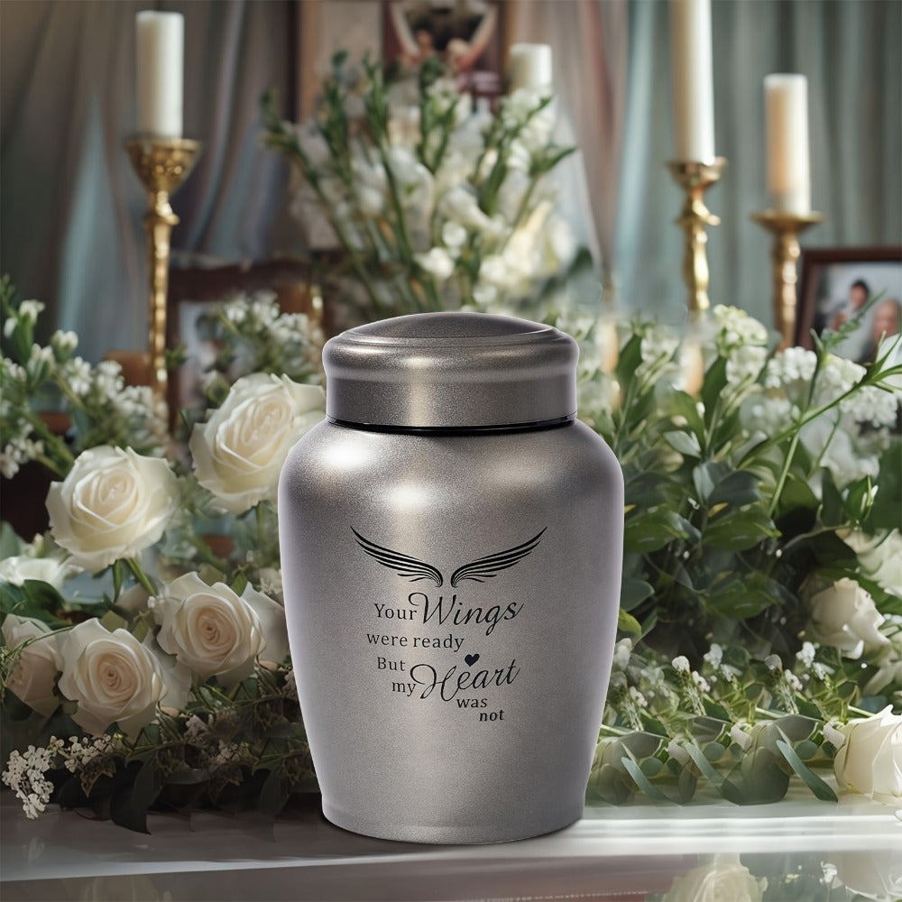Cremation Urn for Human Ashes Large 8.5 Inch Stainless Steel Burial Urn for Adult Male Female, Memorial Urn for Cremated Remains Holds Up to 180 LBS, Silver or Black