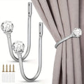 Crystal Curtain Holdbacks Wall Mounted 2-Pack Heavy Duty Metal Drapery Tieback Hooks Home Office Decor