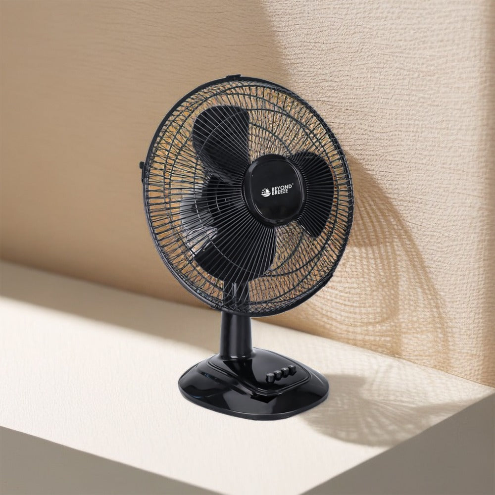 Oscillating Table Fan 12 Inch Quiet 3-Speed Adjustable Tilt with Safety Grill for Home Office Bedroom Dorm Desktop Personal Cooling Fan